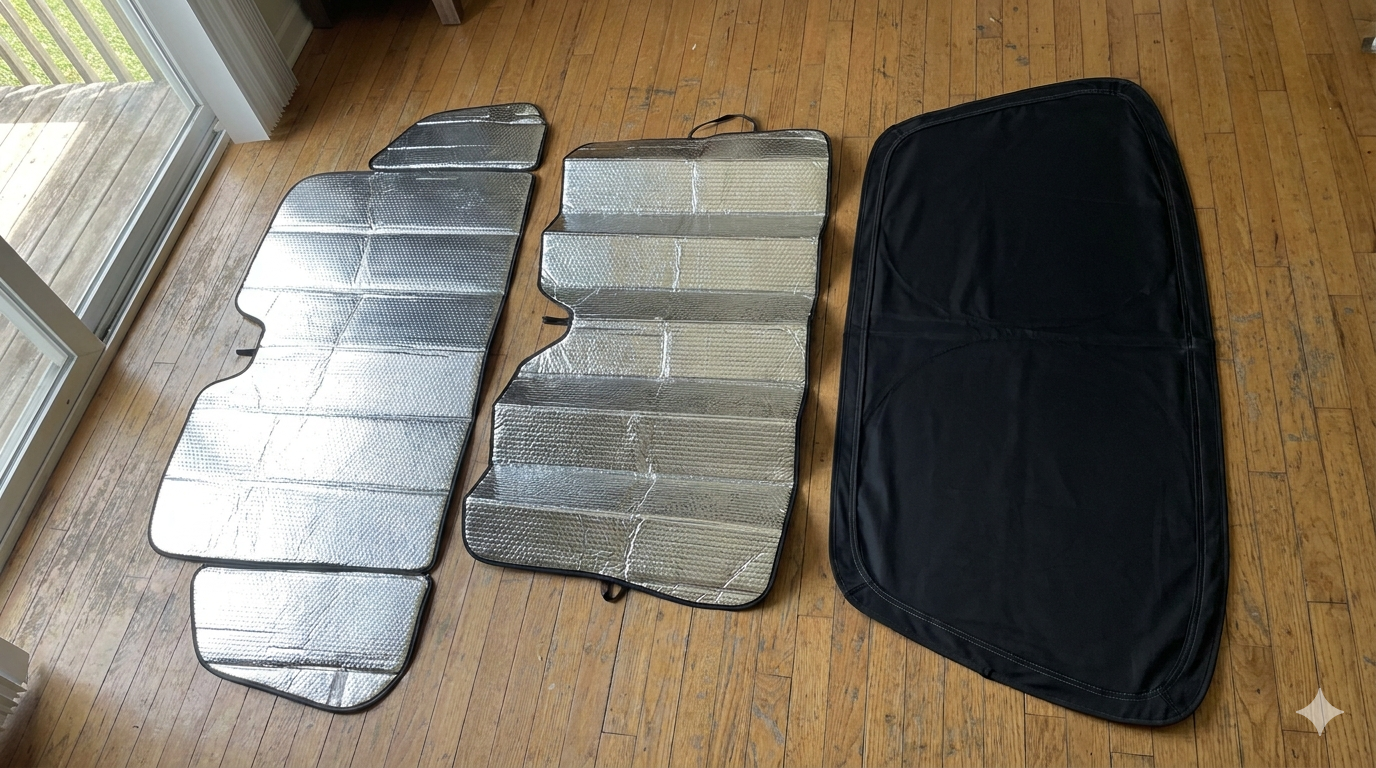 車中泊用サンシェード3種類比較 全窓セット・フロント専用・車種専用