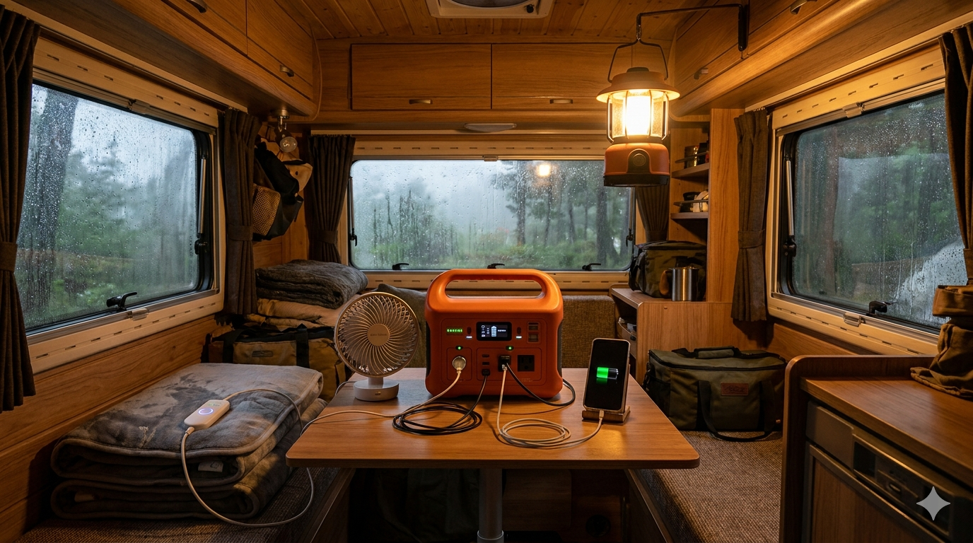 Jackery 1000 Newを中心に扇風機・電気毛布・スマホ・LEDランタンを同時接続した完全車中泊電源セットアップ